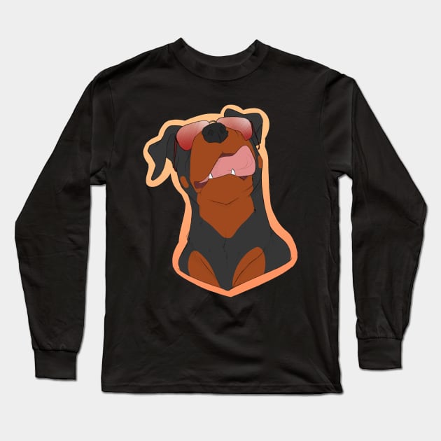 Rottie with Shades Long Sleeve T-Shirt by leilarii